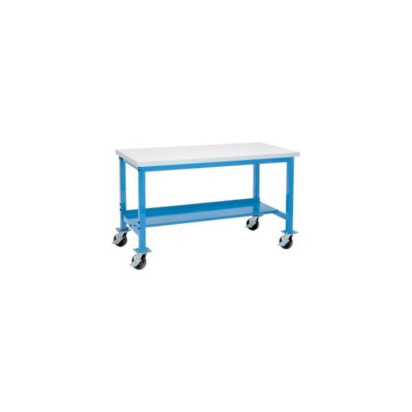 Global Equipment Mobile Production Workbench w/ Laminate Square Edge Top, 60"W x 30"D, Blue 253972BL
